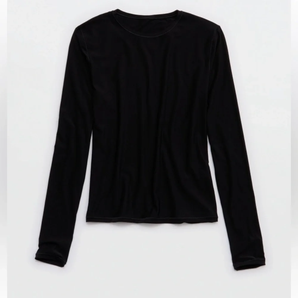 NWT Aerie SMOOTHEZ Long Sleeve Crew T-Shirt in True Black Sz XS. - Picture 9 of 10